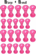 مجموعة بكرات لتصفيف الشعر مكونة من 30 قطعة وردي - Image 3