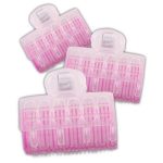 بكرات شعر بمشبك مكونة من 3 قطع وردي