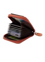 غلاف بطاقات جلدي بني