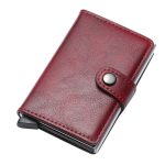 حافظة بطاقات الائتمان التلقائية من جلد البولي يوريثان أحمر