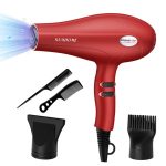 صن هوم طقم مجفف شعر احترافي مكون من 5 قطع بقدرة 1800 وات أحمر/أسود 240مل أحمر وأسود 240ملليلتر