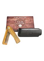 فايكنج رفلوشن مشط لحية قابل للطي مع حقيبة حمل بني