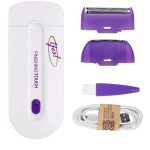 ماكينة إزالة الشعر تعمل باللمس والليزر بدون ألم قابلة لإعادة الشحن أبيض/أرجواني 12سم