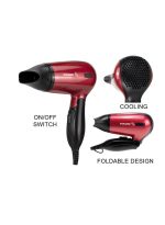 ⁦سوناشي مجفف شعر صغير قابل للطي للسفر أحمر/أسود أحمر وأسود⁩ - الصورة ⁦7⁩