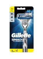 قطعتي شفرة حلاقة مع مقبض ماكينة حلاقة ماك3 تربو أزرق / فضي - Image 2