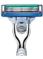 قطعتي شفرة حلاقة مع مقبض ماكينة حلاقة ماك3 تربو أزرق / فضي - Image 3