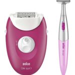 براون ماكينة إزالة الشعر السلكية سيلك إبيل 3 3420 مع أداة تشذيب وردي/أبيض