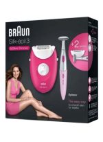 ⁦براون ماكينة إزالة الشعر السلكية سيلك إبيل 3 3420 مع أداة تشذيب وردي/أبيض⁩ - الصورة ⁦2⁩