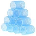 طقم بكرات شعر ذاتية الإمساك مكون من 10 قطع أزرق