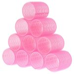 طقم بكرات شعر ذاتية الإمساك مكون من 10 قطع وردي