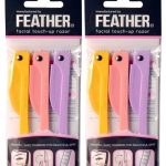 فيذر مجموعة شفرات فلامينجو لإزالة شعر الوجه مكون من قطعتين أصفر/ وردي/ أرجواني