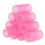 مجموعة بكرات تجعيد الشعر الاحترافية ذاتية الإمساك مكونة من 10 قطع وردي