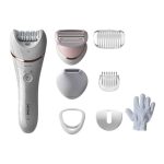 فيليبس ماكينة إزالة الشعر Series 8000 للاستخدام الرطب والجاف BRE720/01، ضمان لمدة عامين أبيض/وردي أبيض/ وردي