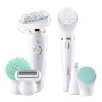 براون ماكينة نزع الشعر سيلك-إبيل للاستخدام الجاف والرطب مع أدوات سبا للوجه أبيض/فضي/أخضر