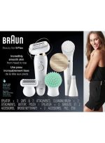 ⁦براون ماكينة نزع الشعر سيلك-إبيل للاستخدام الجاف والرطب مع أدوات سبا للوجه أبيض/فضي/أخضر⁩ - الصورة ⁦3⁩