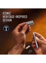 ماكينة حلاقة آمنة بحافة مزدوجة من King C مصممة للحواف مع مشط مغلق ولمسة نهائية مطلية بالكروم مع 5 شفرات مطلية بالبلاتين - Image 4