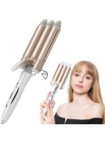 جهاز تجعيد الشعر محمول ومزود بعدد 3 أسطوانات ذهبي/ أبيض