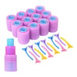 مجموعة بكرات لف شعر ذاتية الإغلاق ومشابك لتثبيت الشعر من 48 قطعة متعدد الألوان