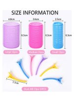 ⁦مجموعة بكرات لف شعر ذاتية الإغلاق ومشابك لتثبيت الشعر من 48 قطعة متعدد الألوان⁩ - الصورة ⁦2⁩