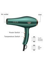 ⁦صن هوم طقم مجفف شعر احترافي مكون من 6 قطع، 1800 واط، أخضر أخضر⁩ - الصورة ⁦4⁩