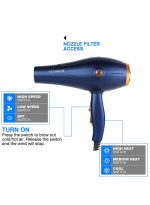 صن هوم طقم مجفف شعر احترافي مكون من 5 قطع، 1800 واط، أزرق أزرق - Image 4