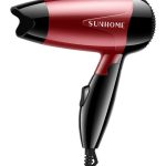 صن هوم مجفف شعر صغير محمول بقدرة 1200 وات مناسب للسفر وإعدادات للسرعة وقابل للطي وخفيف الوزن