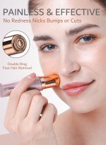 ⁦دوشر آلة إزالة شعر الوجه للنساء، جهاز إزالة الشعر غير مؤلم، ماكينة حلاقة كهربائية للشفاه والذقن والذراعين مع شحن USB، تتضمن رأسين بديلين⁩ - الصورة ⁦2⁩