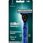 مقبض شفرة الحلاقة ماك 3 مع شفرتين أسود/فضي