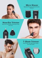 ⁦جيباس مجموعة العناية القابلة لإعادة الشحن 11 في 1، ماكينة تشذيب الشعر/الخبز/الأنف/الأذن/الجسم | 5 رؤوس قابلة للتغيير | بطارية ليثيوم أيون | 60 دقيقة وقت العمل | شاشة LED | 4 أمشاط مرفقة أسود/فضي أسود/فضي⁩ - الصورة ⁦5⁩