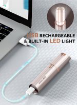 ⁦دوشر آلة إزالة شعر الوجه للنساء، جهاز إزالة الشعر غير مؤلم، ماكينة حلاقة كهربائية للشفاه والذقن والذراعين مع شحن USB، تتضمن رأسين بديلين⁩ - الصورة ⁦6⁩