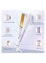 ⁦فازين فرد الشعر الاحترافية بلوحة عريضة 42 مم أيون سالب من التيتانيوم تسخين سريع لمدة 30 ثانية، شاشة LED لدرجة الحرارة في الوقت الحقيقي جهد عريض 10 مستويات درجة حرارة قابلة للتعديل⁩ - الصورة ⁦9⁩