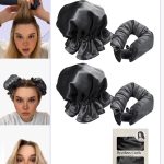 رويس مجموعة مكونة من 4 قطع من مجعد الشعر الخالي من الحرارة من الساتان، بكرات شعر لتجعيد الشعر بدون حرارة مع أغطية للشعر، وحزام رأس ناعم لتجعيد الشعر الطويل، ومجموعة للنوم طوال الليل (أسود)