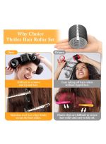 خاجول 39 قطعة من بكرات تجعيد الشعر مع مشابك، بكرة شعر سوداء مع ، بكرة شعر جامبو مع 12 قطعة مشابك على شكل منقار البطة للشعر الطويل والمتوسط والقصير الكثيف الكثيف - Image 5