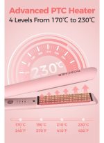 ⁦دوشر مملس شعر سيراميك جهاز فرد الشعر بألواح عائمة ثلاثية الأبعاد، حرارة حتى 230° مئوية مع إعدادات متعددة، جهد مزدوج، سلك دوار 2 متر، إيقاف تلقائي وضمان سنتين⁩ - الصورة ⁦4⁩