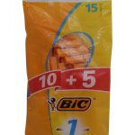 بيك مجموعة شفرات حلاقة للبشرة الحساسة للاستخدام مرة واحدة مكونة من 15 قطعة برتقالي