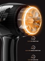 ⁦صورة العالمة مجفف شعر أيوني 6 في 1، مجفف شعر محترف للصالون بقوة 2200 واط ومحرك AC للتجفيف السريع مع 2 سرعة و 3 إعداد حرارة، مزود بموزع الهواء والوحدة ومكثف التركيز للشعر المجعد والمستقيم، ومشط.⁩ - الصورة ⁦4⁩