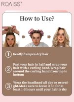 ⁦رويس مجموعة مكونة من 4 قطع من مجعد الشعر الخالي من الحرارة من الساتان، بكرات شعر لتجعيد الشعر بدون حرارة مع أغطية للشعر، وحزام رأس ناعم لتجعيد الشعر الطويل، ومجموعة للنوم طوال الليل (وردي)⁩ - الصورة ⁦6⁩