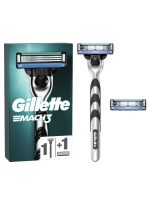 ⁦مقبض شفرة الحلاقة ماك 3 مع شفرتين أسود/فضي⁩ - الصورة ⁦2⁩