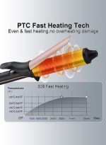 بيستيس  مكواة تجعيد الشعر وعصا تجعيد الشعر مقاس 32 مم، أسطوانة تجعيد الشعر مقاس 1.26 بوصة، عصا تجعيد الشعر سريعة الحرارة مع مصباح LED و4 إعدادات لدرجة الحرارة 160 درجة مئوية - 220 درجة مئوية، سلك دوار بطول 2 متر - Image 5