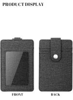 ⁦رويس حافظة محفظة جلدية لحمل بطاقات الهوية للجنسين مع حبل / حزام إضافي بكرة شارة قابلة للسحب و 3 فتحات لبطاقات العمل / المدرسة أسود⁩ - الصورة ⁦3⁩