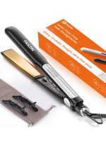 فازين فرد الشعر،  مسطحة من التيتانيوم سريعة التسخين مع أيونات سالبة لشعر ناعم، شعر عريضة عائمة 2 في 1 ثلاثية الأبعاد لجميع أنواع الشعر، جهد مزدوج و11 مستوى قابل للتعديل