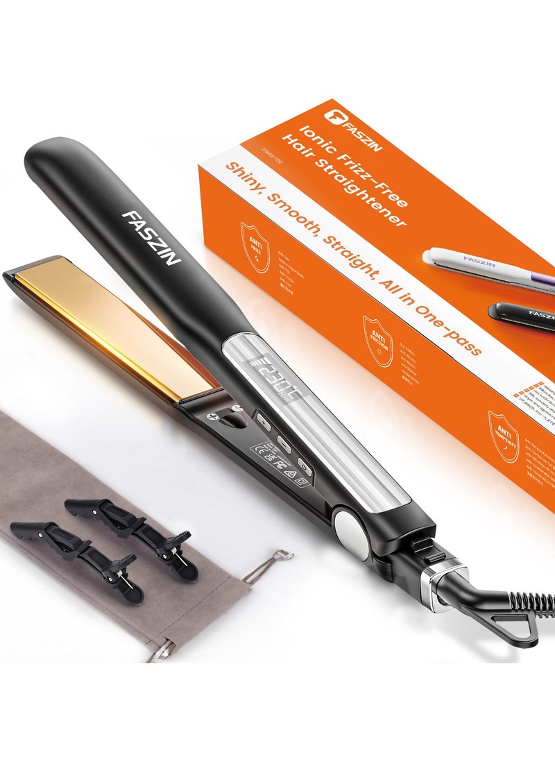 d1f809bc-08b2-4796-8fc0-af21648effa5.jpg فازين فرد الشعر، مسطحة من التيتانيوم سريعة التسخين مع أيونات سالبة لشعر ناعم، شعر عريضة عائمة 2 في 1 ثلاثية الأبعاد لجميع أنواع الشعر، جهد مزدوج و11 مستوى قابل للتعديل - الصورة 1