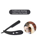 خاجول ماكينة حلاقة يدوية قابلة للطي من الفولاذ المقاوم للصدأ ماكينة حلاقة احترافية لتشذيب الوجه وتصفيف الشعر (أسود) - Image 4