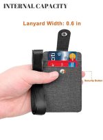 ⁦رويس حافظة محفظة جلدية لحمل بطاقات الهوية للجنسين مع حبل / حزام إضافي بكرة شارة قابلة للسحب و 3 فتحات لبطاقات العمل / المدرسة أسود⁩ - الصورة ⁦4⁩