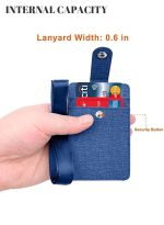 ⁦رويس حافظة محفظة جلدية لحمل بطاقات الهوية للجنسين مع حبل / حزام إضافي بكرة شارة قابلة للسحب وفتحة 3 بطاقات للعمل / المدرسة أزرق ملكي⁩ - الصورة ⁦4⁩