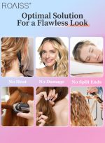 رويس أداة تجعيد الشعر بدون حرارة من الساتان، حلقة تجعيد الشعر بدون حرارة مكونة من 8 قطع مع أشرطة للشعر ومشابك وحزام غسيل الوجه ومشط وأدوات تجعيد الشعر للنساء ذوات الشعر الطويل، مجموعة أدوات تصفيف الشعر - Image 6