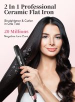 ⁦دوشر مملس فرد وتجعيد الشعر 2 في 1 مملس الشعر من السيراميك - 4 إعدادات للحرارة وتصل درجة حرارتها إلى 230 درجة مئوية مع وسادة سيليكون مقاومة للحرارة وقفازات⁩ - الصورة ⁦2⁩