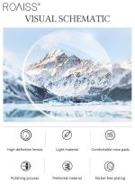 ⁦رويس نظارة شمسية مربعة مستقطبة رجالية، نظارة الشمس الواقية من الأشعة فوق البنفسجية 400 بإطار PC، ظلال شمس مضادة للوهج عصرية للرجال مناسبة للقيادة وصيد الأسماك والسفر، 61 مم⁩ - الصورة ⁦8⁩