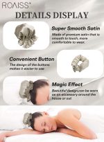 رويس مجموعة مكونة من 4 قطع من مجعد الشعر الخالي من الحرارة من الساتان، بكرات شعر لتجعيد الشعر بدون حرارة مع أغطية للشعر، وحزام رأس ناعم لتجعيد الشعر الطويل، ومجموعة للنوم طوال الليل (بيج) - Image 5