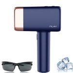 ملاي أحدث جهاز لإزالة الشعر بالليزر T14 سريع وغير مؤلم، 3 طبقات ضغط بارد/5 مستويات/500000 نبضة، أزرق داكن